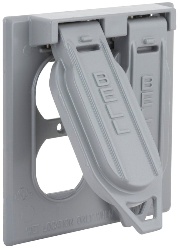 BELL 5148-5 Weatherproof Device Cover, 2 Gang, L X 4-17/32 in W, Gray