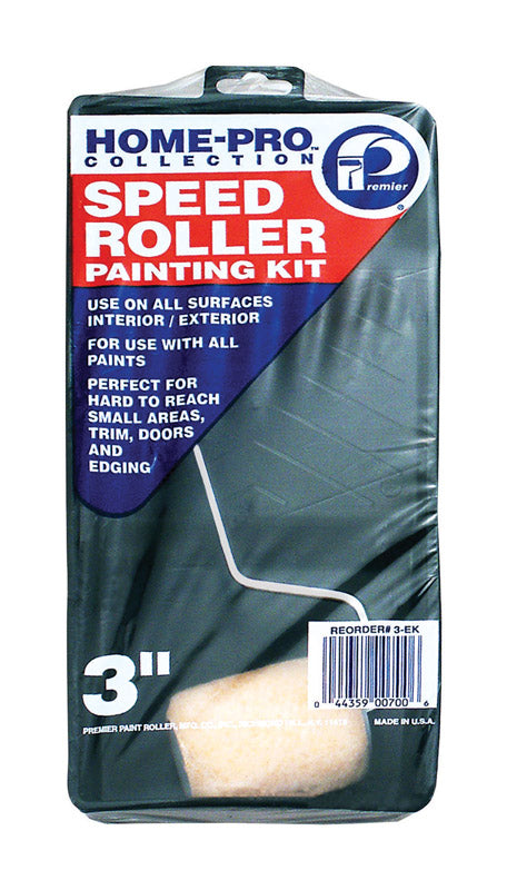 Premier 3" Home-Pro Speed Roller, Frame and Plastic Tray Paint Kit, 3 Piece, 3-EK
