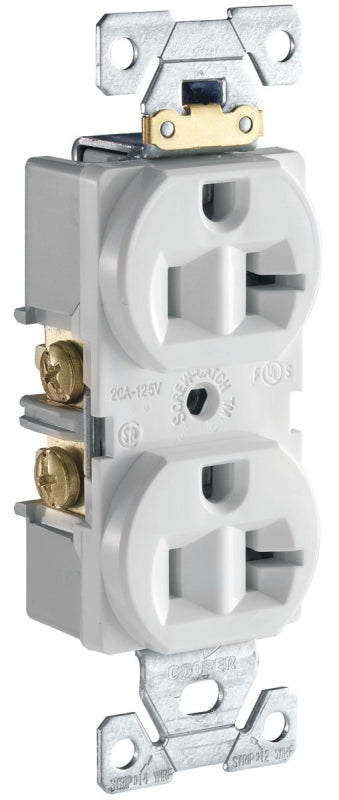 EATON Wiring CR20W-SP-L Commercial Grade Straight Blade Duplex Receptacle with 20-Amp, 125-Volt, 5-20-NEMA Rating, White