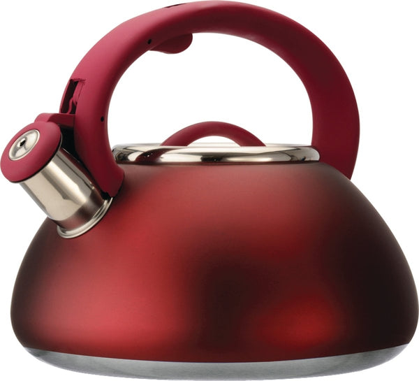 Primula Fast to Boil, Cool Touch Handle Food Grade Stainless Steel Hot Water Kettle, 2.5-Quart, Matte Red PAVRE-6225-2