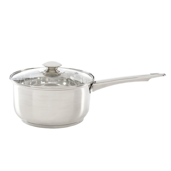 Ecolution Stainless Steel Sauce Pan, Encapsulated Induction Ready Cooking Pot with Glass Lid, Oven Safe, Dishwasher Safe Soup Pot, 2-Quart ESTL-2818