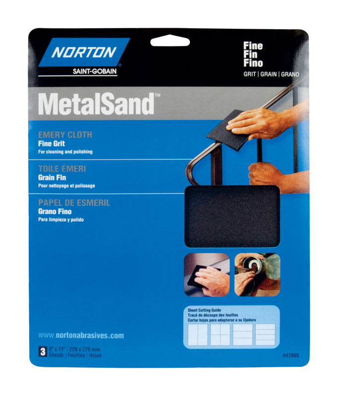 NORTON 47805 076607 Metal Sand Sheet, 11 in X 9 in, 9&quot quot