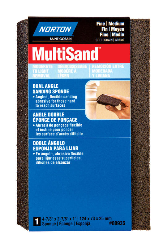 Norton 00935 4-7/8-Inch X 2-7/8-Inch X 1-Inch Fine/Medium Dual Angle Sanding Sponge
