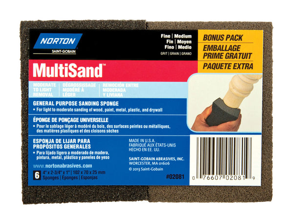 Norton Abrasives - St. Gobain Double-Sided Sanding Sponges, 6-Pack 07660702081