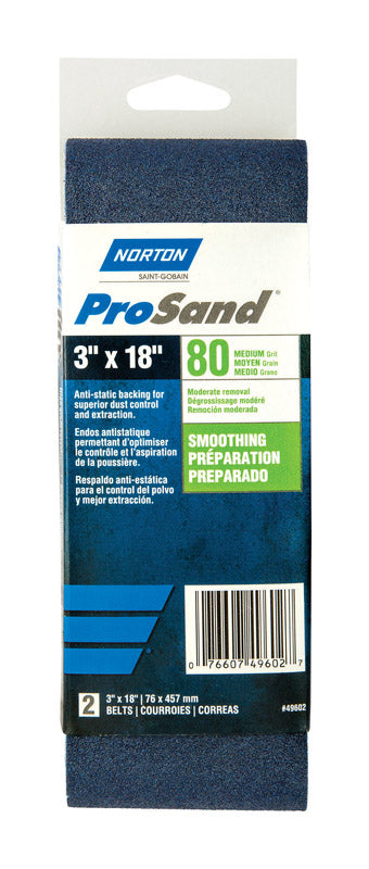 Norton 49602 3X High Performance Portable Sanding Belt, Zirconia Alumina, 18-Inch Length x 3-Inch Width, Grit 80 Medium, 2-Pack