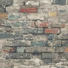 RoomMates RMK11080WP Teal Brick Alley Peel and Stick Wallpaper 20.5" x 16.5 feet RMK11080WPZ
