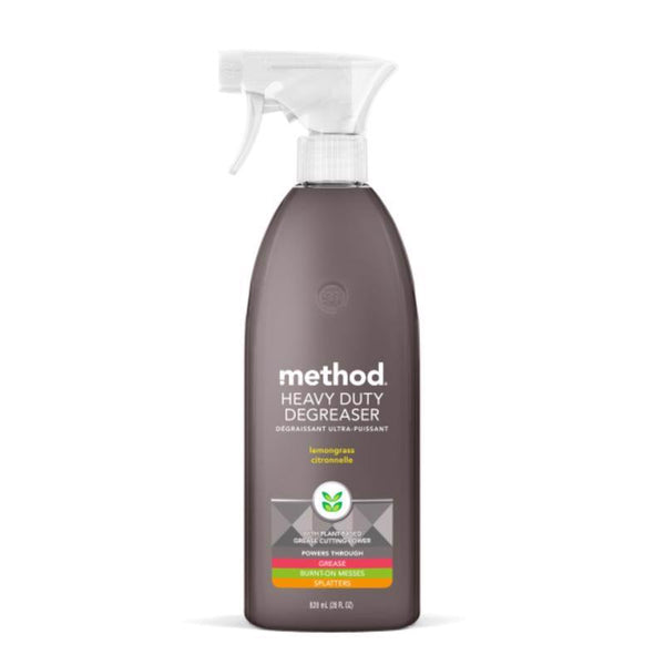 Method Heavy Duty Degreaser, Lemongrass Scent, Oven Cleaner & Stove Top Cleaner, 28 Oz Spray Bottle (Pack of 1),(Packaging may vary) 17623