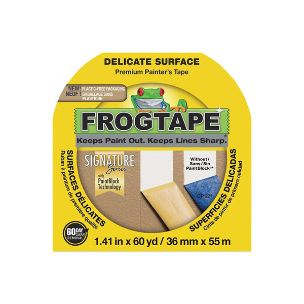 FROGTAPE Delicate Surface Multi-Use Painter's Tape with PAINTBLOCK, Low Adhesion, 1.41 inch width, Yellow (280221)