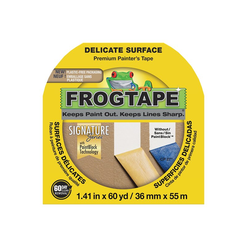 FROGTAPE Delicate Surface Multi-Use Painter's Tape with PAINTBLOCK, Low Adhesion, 1.41 inch width, Yellow (280221)