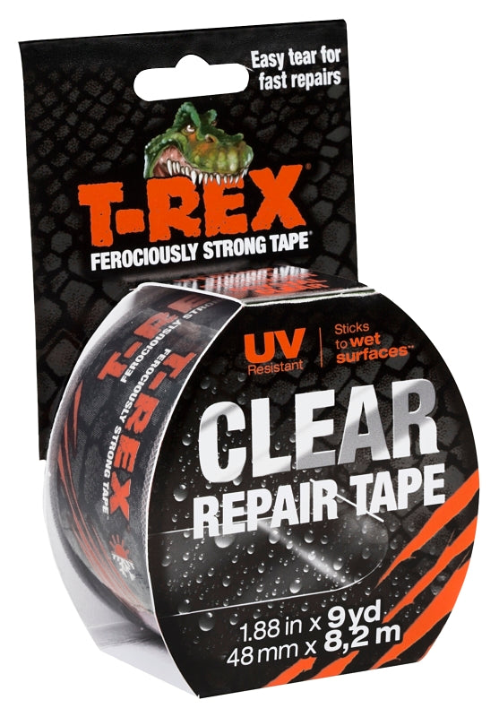 T-REX Ferociously Strong Repair Tape, Sticks to Wet Surfaces, All Weather and UV Resistant, 1.88" x 9 Yards, Clear, 1-Roll (241535)