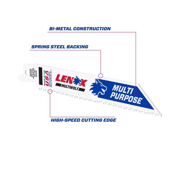 Lenox 6 in. Bi-Metal Reciprocating Saw Blade 10 TPI 1 pk 20561S610R