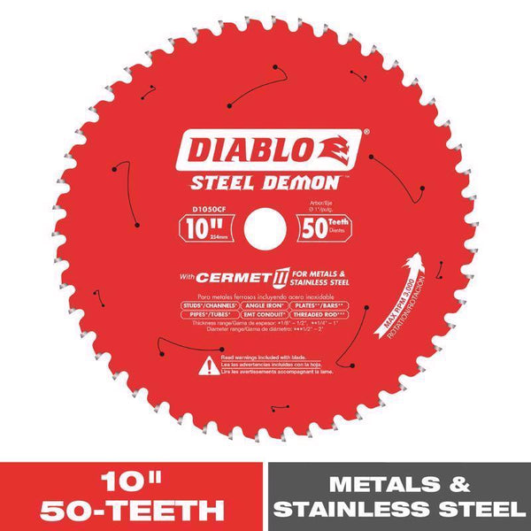 Diablo Steel Demon Cermet II Saw Blade for Medium Metal - 10" Diameter D1050CF