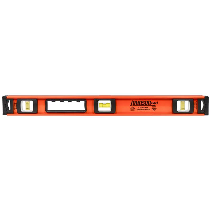 Johnson 1233-2400 I-Beam Level, 24 in L, 3-Vial, Non-Magnetic, Aluminum