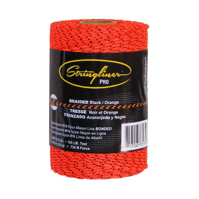 STRINGLINER BY U.S. TAPE CO. 35491 Orange/Black 500' Braid Line Repl