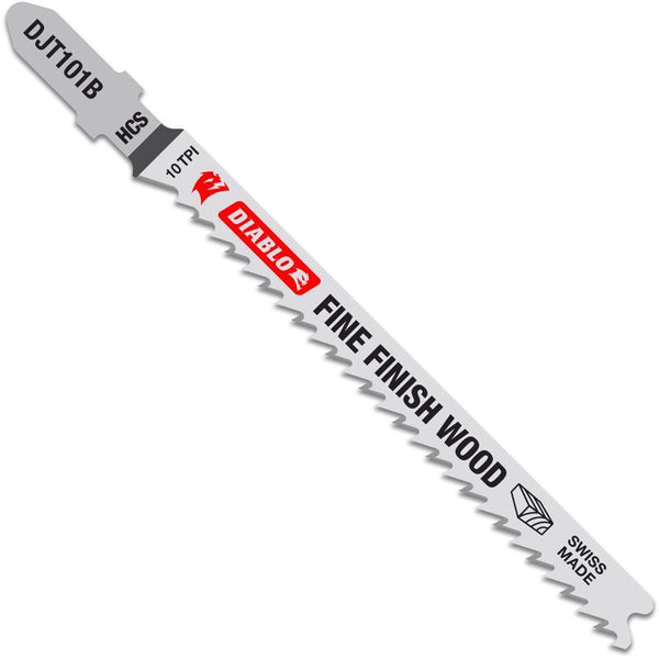 Diablo 4" 10 TPI Steel T-Shank Jig Saw Blades Fine Finish Cuts in Wood 5-Pk DJT101B5