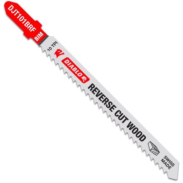 Diablo DJT101BRF5 4" 10 TPI Bi-Metal T-Shank Jig Saw Blades for Reverse Cuts in Wood 5Pk