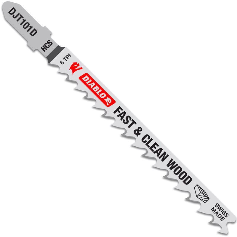 Diablo 4" 6 TPI Carbon Steel T-Shank Jig Saw Blades Fast Cuts in Clean Wood 5-Pk