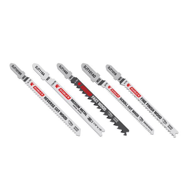 Diablo DJT5S High Carbon Steel/High Speed Steel T-Shank Jig Saw Blade Set (5-Piece)
