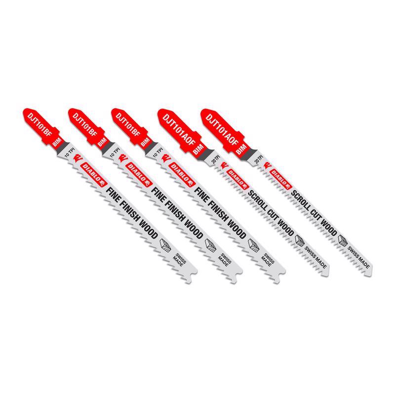 Diablo - DJT505 5 pc Bi-Metal T-Shank Jig Saw Blade Set for Laminate Cutting (5-Piece)