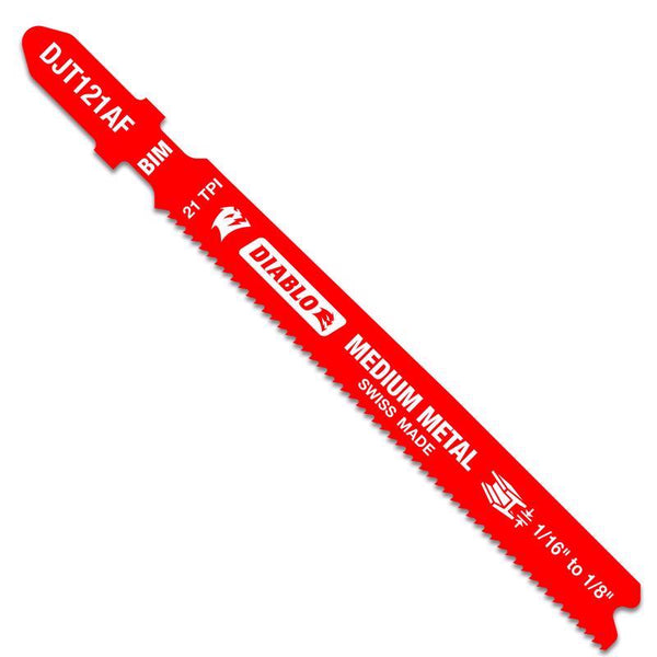 Diablo by Freud DJT121AF5 3-3/8 in. 21 TPI Bi-Metal T-Shank Jig Saw Blades for Medium Metal (5-Pack)