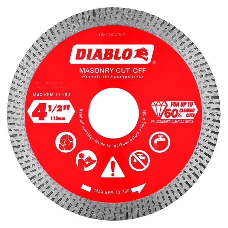 Diablo by Freud DMADC0450 4-1/2 in. Diamond Continuous Rim Cut-Off Discs for Masonry