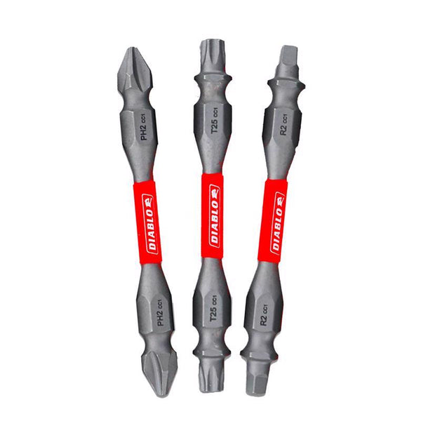 Freud Diablo 2-1/2" Double-End Phillips, Square and Torx Drive Bit Assorted Pack (3Pc) DDEV25-S3
