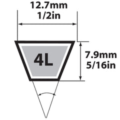 MBL 4L890 (2890) Fractional Horsepower V-Belt, 4L Section, 1/2'' Width, 5/16'' Height, 89'' Length, Rubber 4L890A