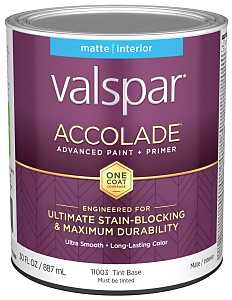 1 Quart Valspar 11003 Tint Base Accolade Interior Paint & Primer, Matte