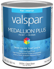 Valspar 21004 Clear Base Medallion Plus Interior Paint & Primer, Flat, 1 Quart 028.0021004.005
