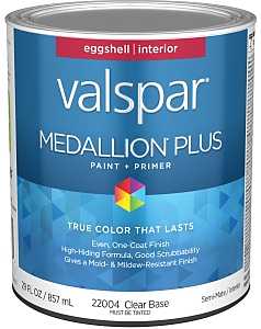 Valspar 1 Quart 22004 Clear Base Medallion Plus Interior Paint & Primer, Eggshell