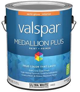 Valspar 24002 Ultra White Base Medallion Plus Interior Paint & Primer, Semi-Gloss, 1 Gallon