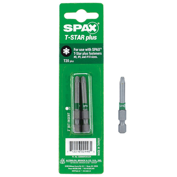 ALTENLOH BRINCK & CO INC Spax Torx T20 x 2 in. L Driver Bit Steel 2 pk - Case of: 10;10 5000009285209