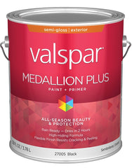Valspar 27005 Black Medallion Plus Exterior Paint & Primer, Semi-Gloss, 1 Gallon 028.0027005.007