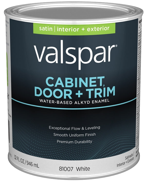 Valspar 81007 White Base Cabinet, Door & Trim Interior and Exterior Oil Enriched Enamel, Satin, 1 Quart 028.0081007.005