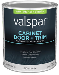 Valspar 81007 White Base Cabinet, Door & Trim Interior and Exterior Oil Enriched Enamel, Satin, 1 Quart 028.0081007.005