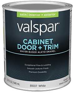 Valspar 81007 White Base Cabinet, Door & Trim Interior and Exterior Oil Enriched Enamel, Satin, 1 Quart