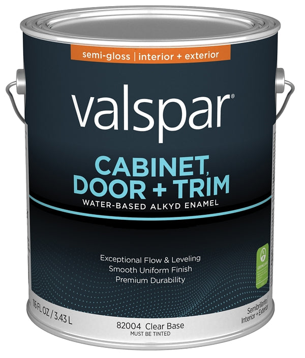 Valspar 82004 Clear Base Cabinet, Door & Trim Interior and Exterior Oil Enriched Enamel, Semi-Gloss, 1 Gallon 028.0082004.007