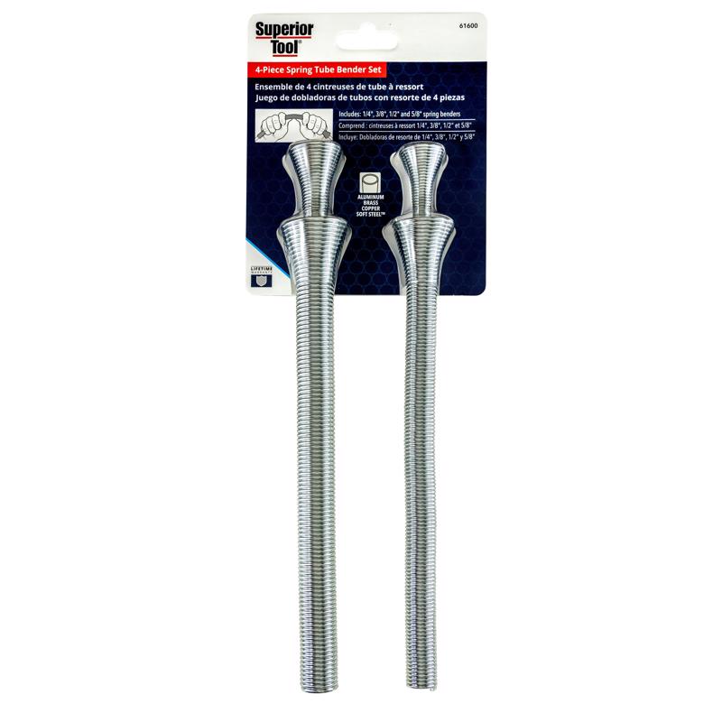 Superior Tool 61600 Spring Tube Bender 4-pc. Set,-1/4" 3/8" 1/2" and 5/8" Tube Bender Set