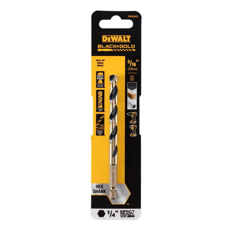 Dewalt 5/16In Black & Gold Impact Ready Metal Drill Bit