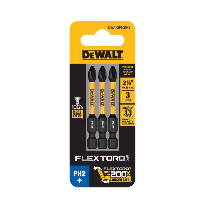 DW FLEXTORQ 3PK 2.25IN BITS FOR PH2