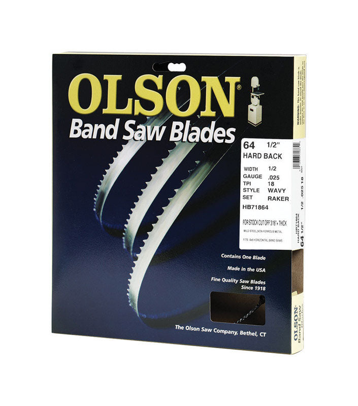 Olson 64.5" Long X1/2" Wide .025" Thick- 18TPI - Hard Back Band Saw Blade