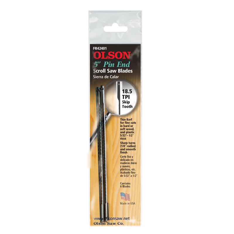 Olson Saw 42401 Pin End Scroll Saw Blade, 18.5 Tpi