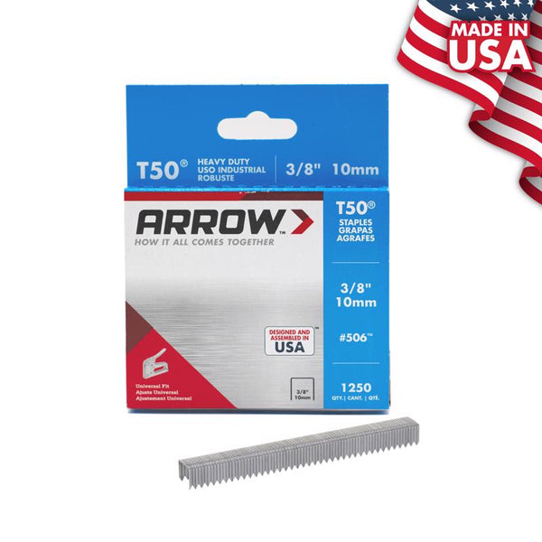Arrow Fastener 50624SPTP 3/8" T50 Staples Gray Steel