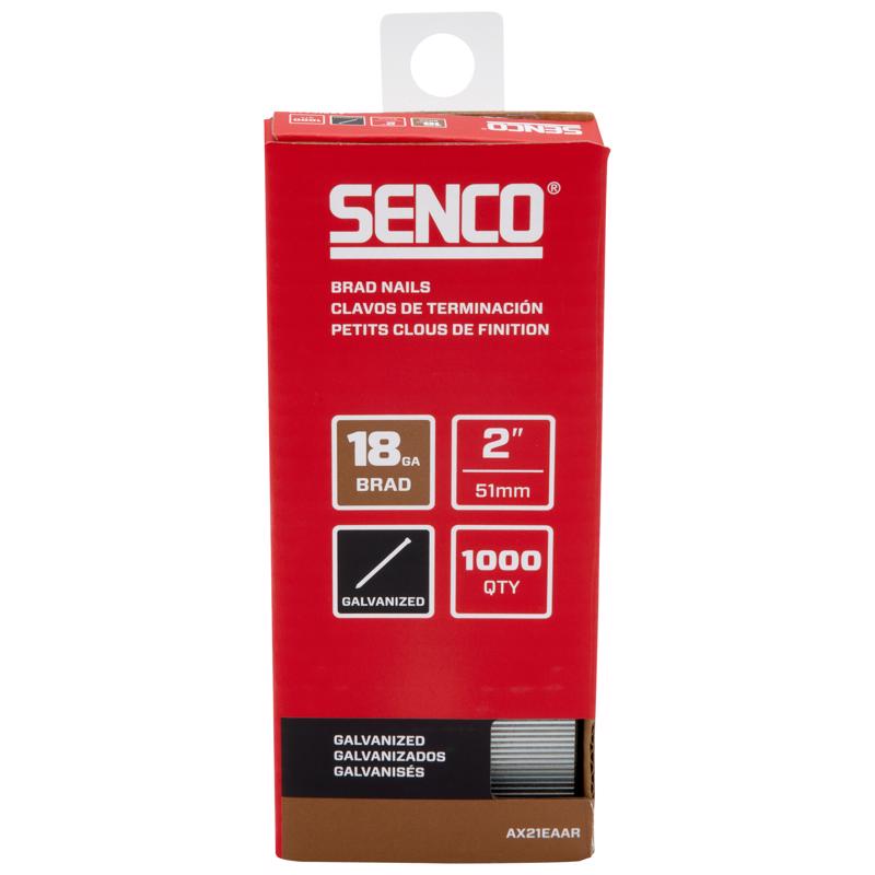 SENCO AX21EAAR 2" 18 Gauge Brad Nails, Galvanized Finish, Collated 1,000 Count Pack
