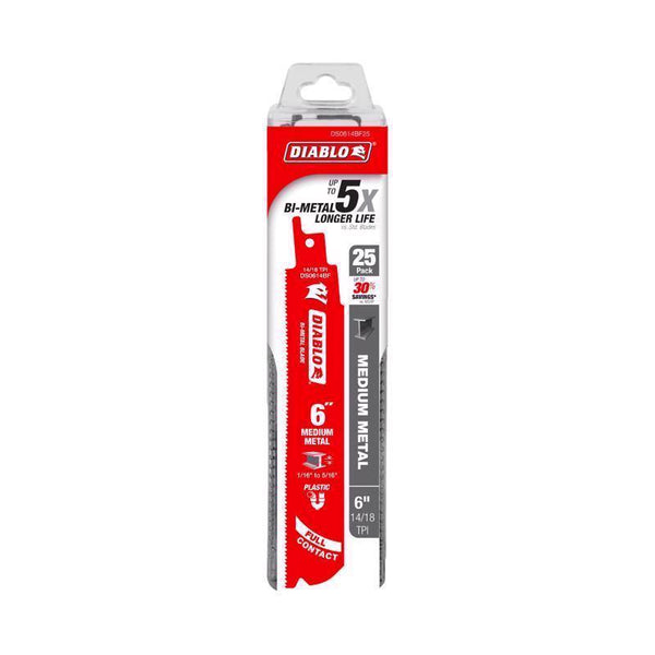 FREUD DS0614BF25 Steel Demon Bi-Metal Reciprocating Blade, 6", Multi
