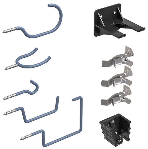 National Hardware N900-006 Garage Storage Tool Wall Hanger Hooks and Holder Clips for Brooms, Rakes, Bikes, Ladders, Gray