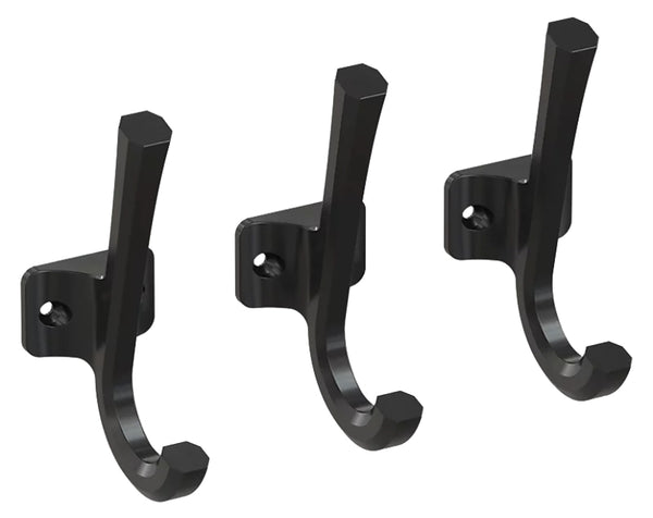 National Hardware N900-008 Mounted 3 Pack Hanging Wall Hooks for Towels, Robe, Coats, Hats, Matte Black