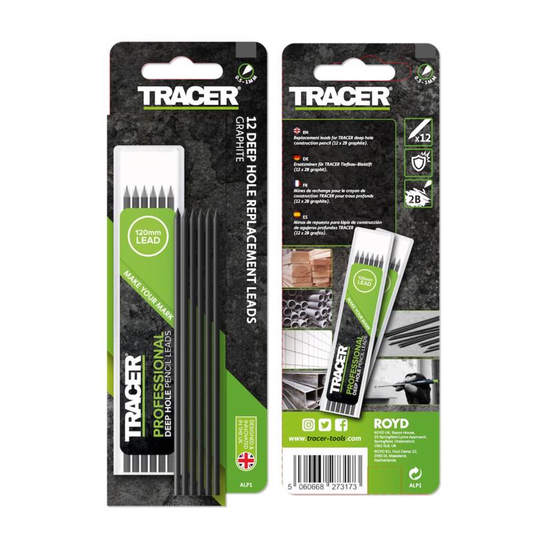 Tracer 12 x 2.8mm Graphite Leads Pencil - Replacement Lead Set