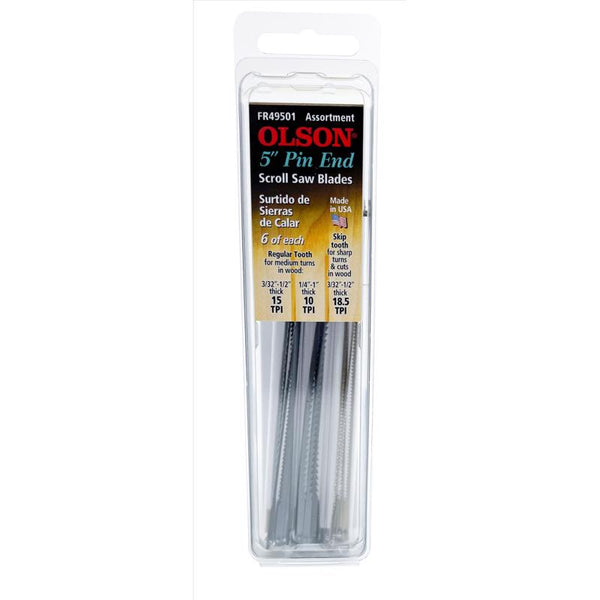 Olson 5 in. Carbon Steel Scroll Saw Blade Set 18.5 TPI 18 pk FR49501