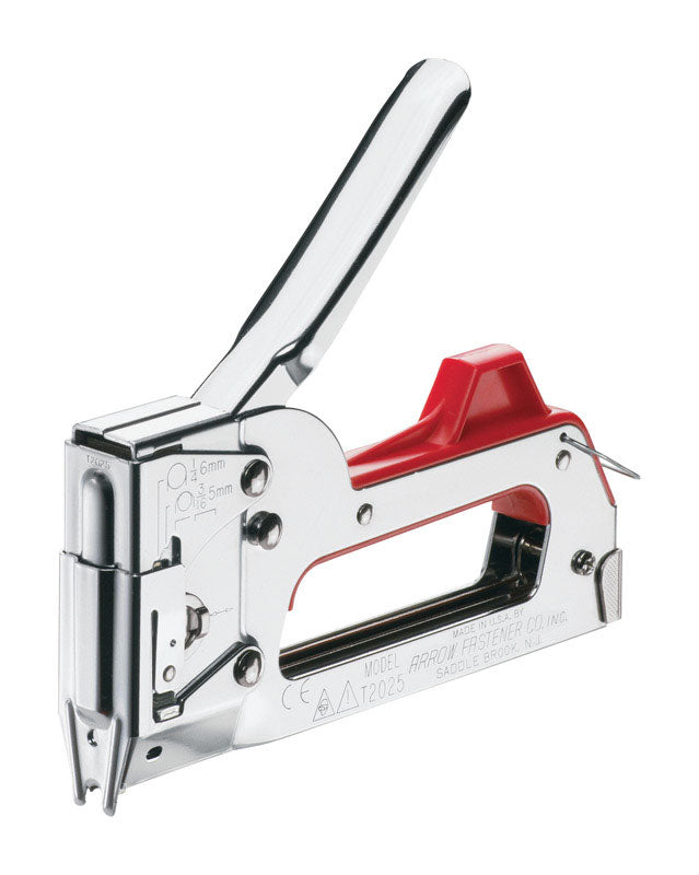 Arrow T2025 2-In-1 Staple Gun and Wire Tacker for Upholstery, Crafts and Low Voltage Wiring, Fits 3/8”, 7/16", or 9/16” Round Crown, or 5/16”, 3/8”, or 1/2" Flat Crown Staples